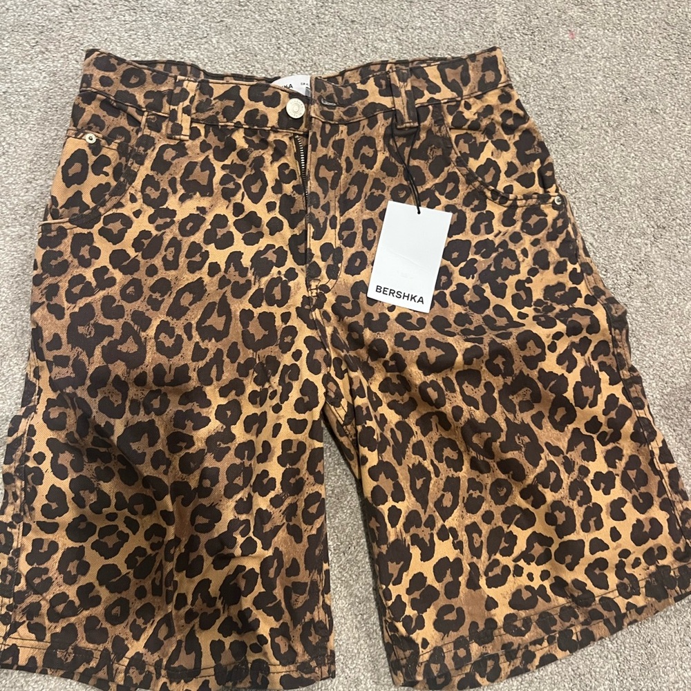 Bershka Brown Animal Print Shorts